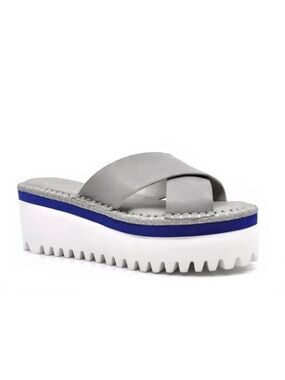 Chocolate Blu Madison Lug Sole Platform Slide Sandal | Gray Leather |  EU 39‎